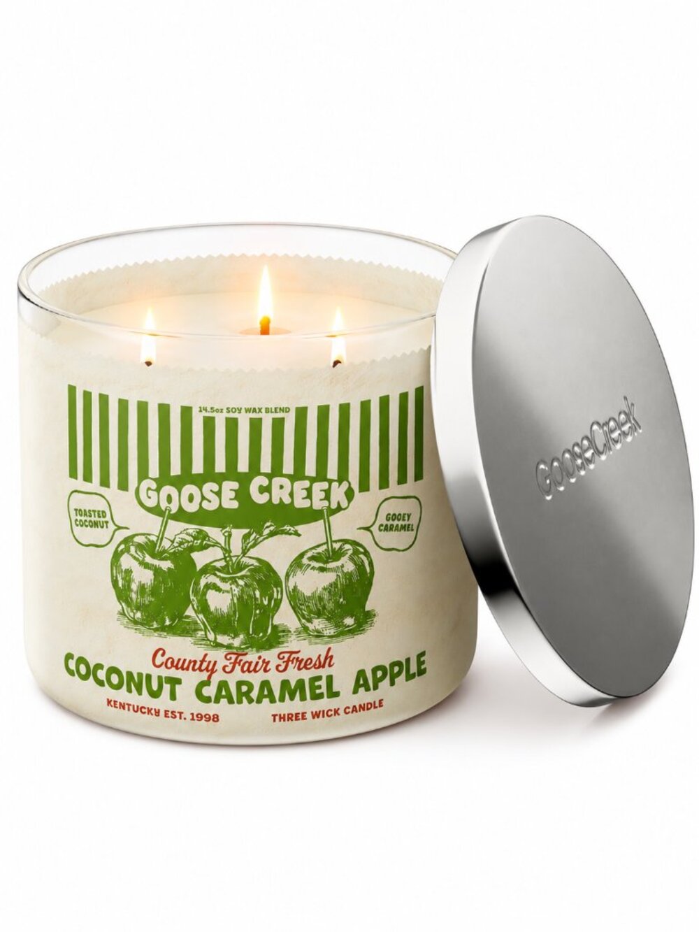 New Goose Creek Coconut Caramel Apple 3-Wick Candle 14.5 oz Fall Scent